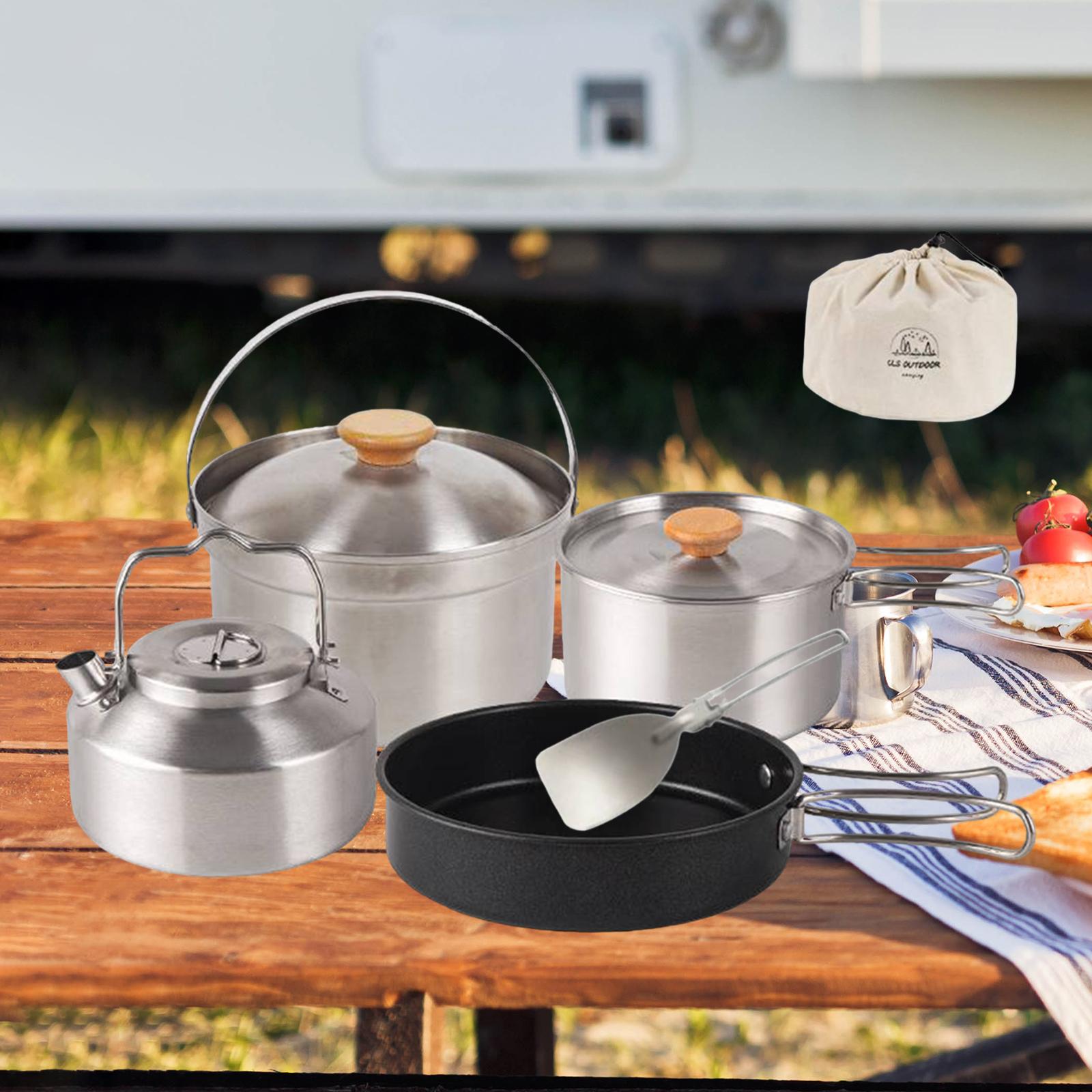 Camping Cooking Gear Set - 캠핑 조리기구 휴대용 논스틱 프라이팬, 티포트,