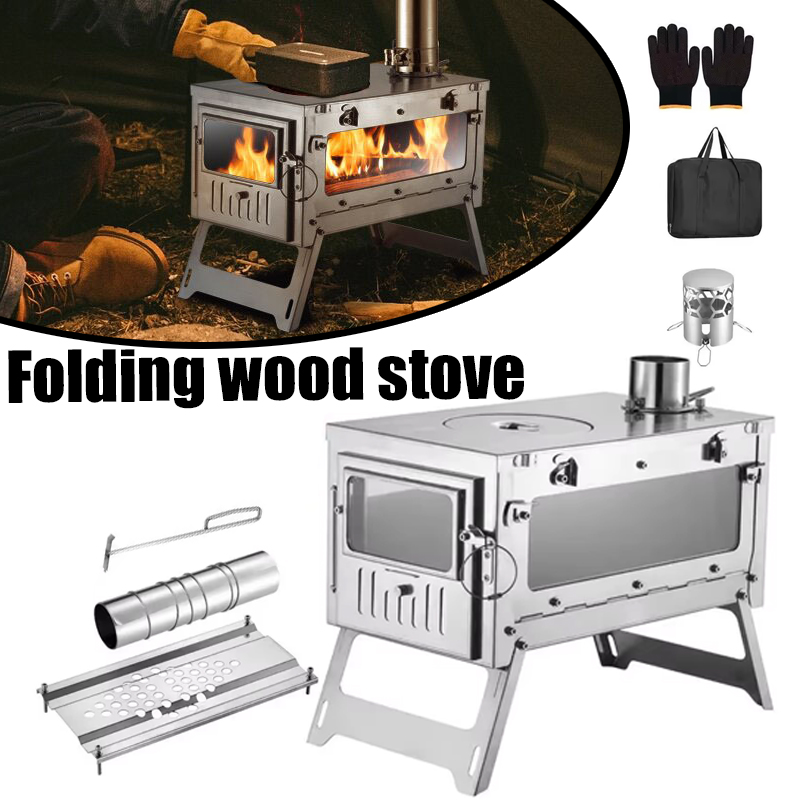 Camping Cooking Wood Stove - 430 스테인레스 스틸 휴대용 텐트 스토브