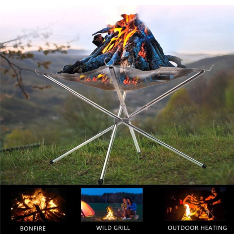 Camping Cooking Wood Stove - 야외 바베큐 모닥불 랙 휴대용 캠핑