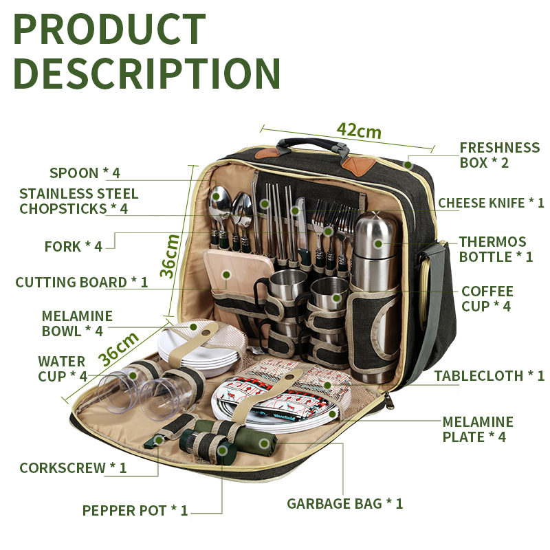 휴대용 고급 캠핑 피크닉 식기 세트, 보온 가방 포함  - Camping Cooking Dishes 리뷰 및 가격
