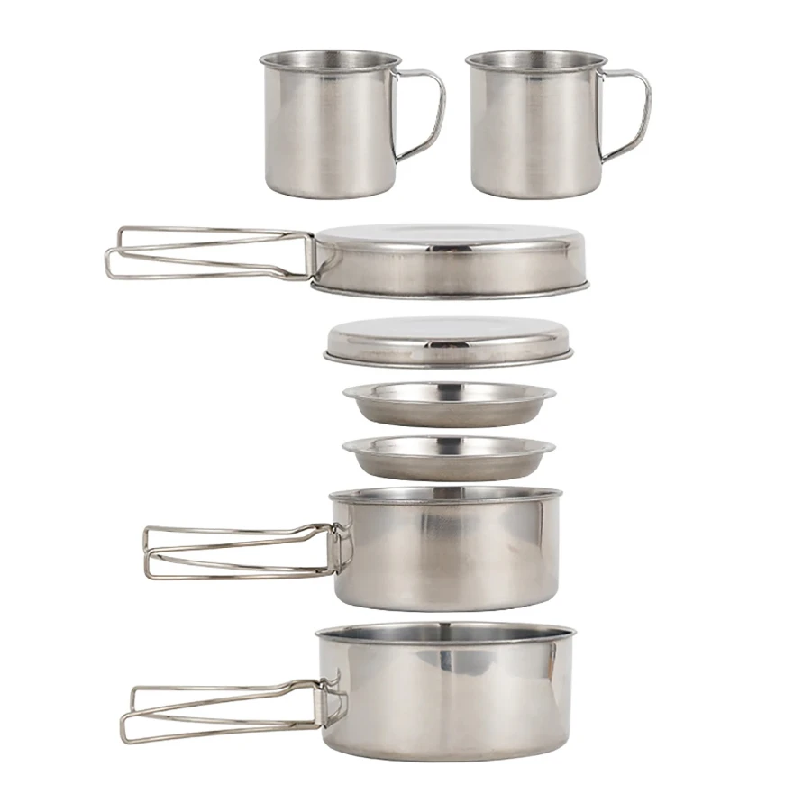 8개/세트 캠핑 조리기구 세트 스테인리스 스틸 냄비 및 - Camping Cooking Gear Set 리뷰 및 가격
