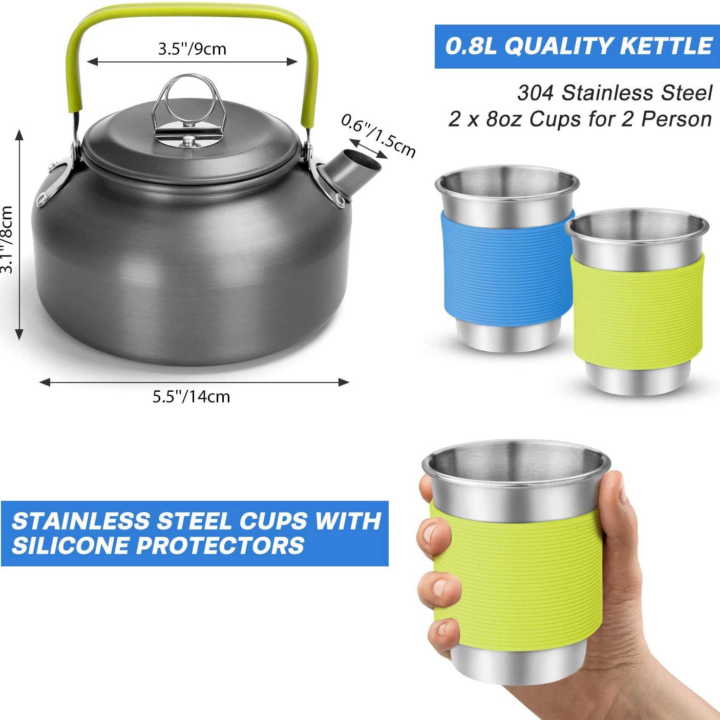 야외 캠핑 조리 세트(주전자 포함), 304 스테인리스 - Camping Cooking Gear Set 리뷰 및 가격