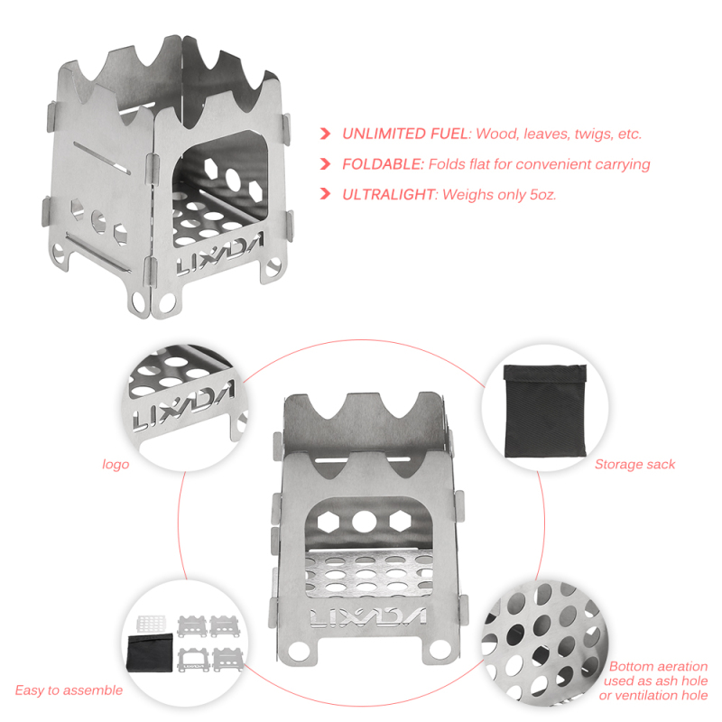 Lixada 티타늄 스테인리스 스틸 야외 캠핑 스토브, - Camping Cooking Wood Stove 리뷰 및 가격