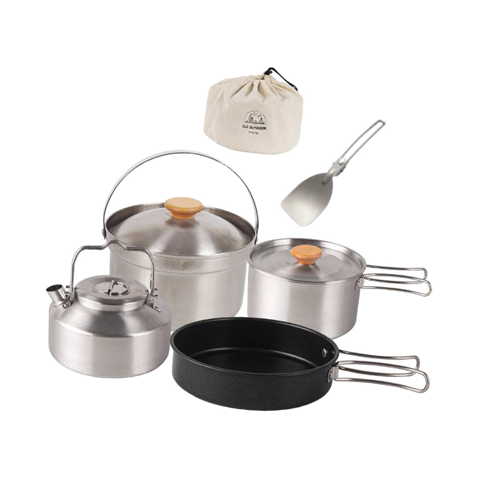 캠핑 조리기구 휴대용 논스틱 프라이팬, 티포트, 주전자 - Camping Cooking Gear Set 리뷰 및 가격
