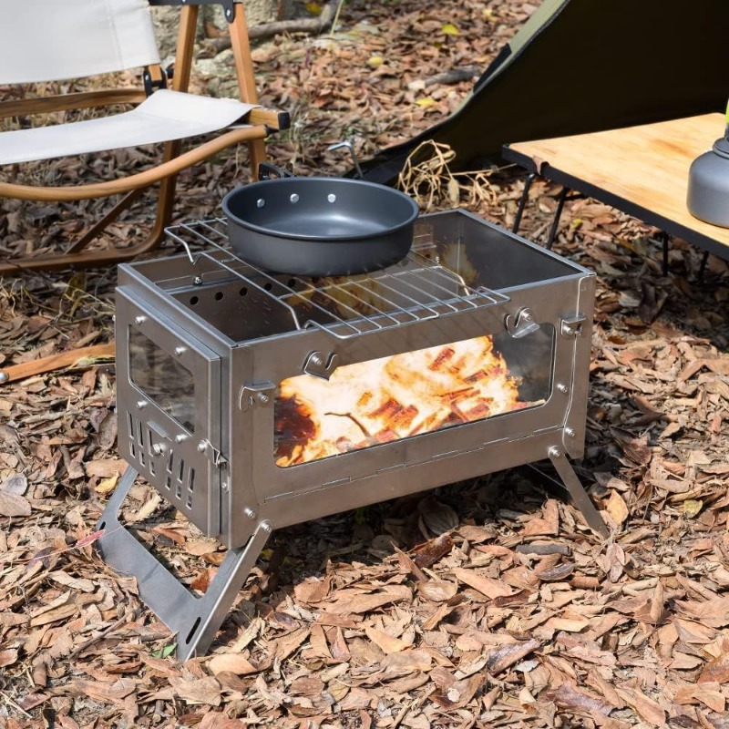 430 스테인레스 스틸 휴대용 텐트 스토브 접이식 측면 - Camping Cooking Wood Stove 리뷰 및 가격
