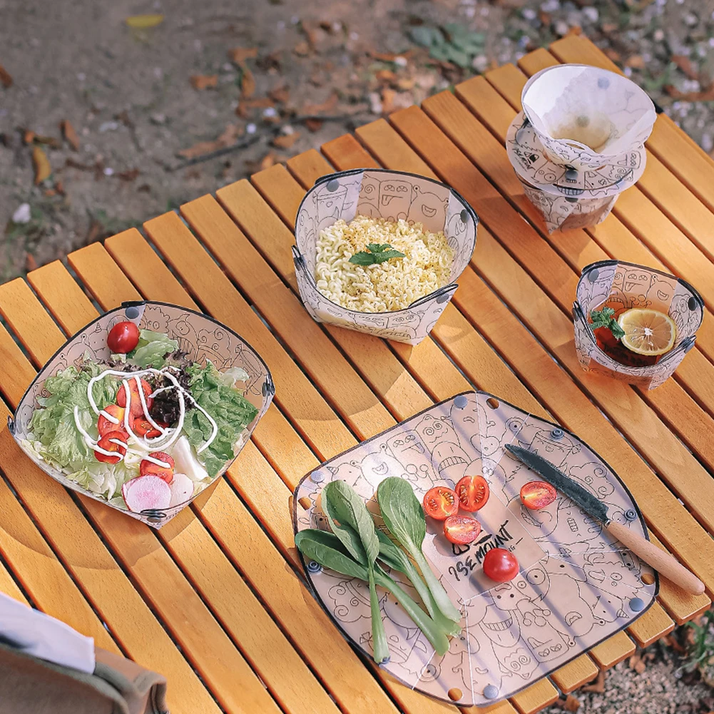 PP 접이식 식기류 휴대용 캠프 플랫웨어 세트 그릇/컵 - Camping Cooking Dishes 리뷰 및 가격