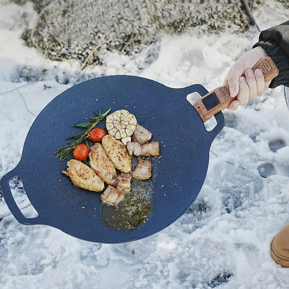 야외용 천연 나무 그릴 팬 손잡이 분리형 내열 방지 화 - Camping Cooking Pan 리뷰 및 가격