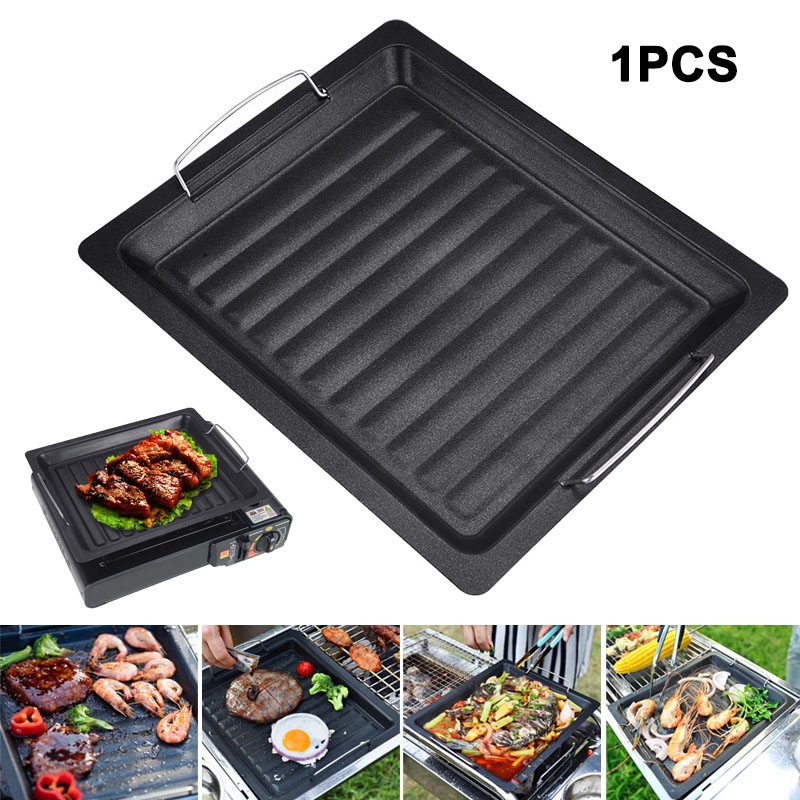 야외용 두꺼운 사각 그릴 팬, 손잡이 두 개, 휴대용  - Camping Cooking Pan 리뷰 및 가격