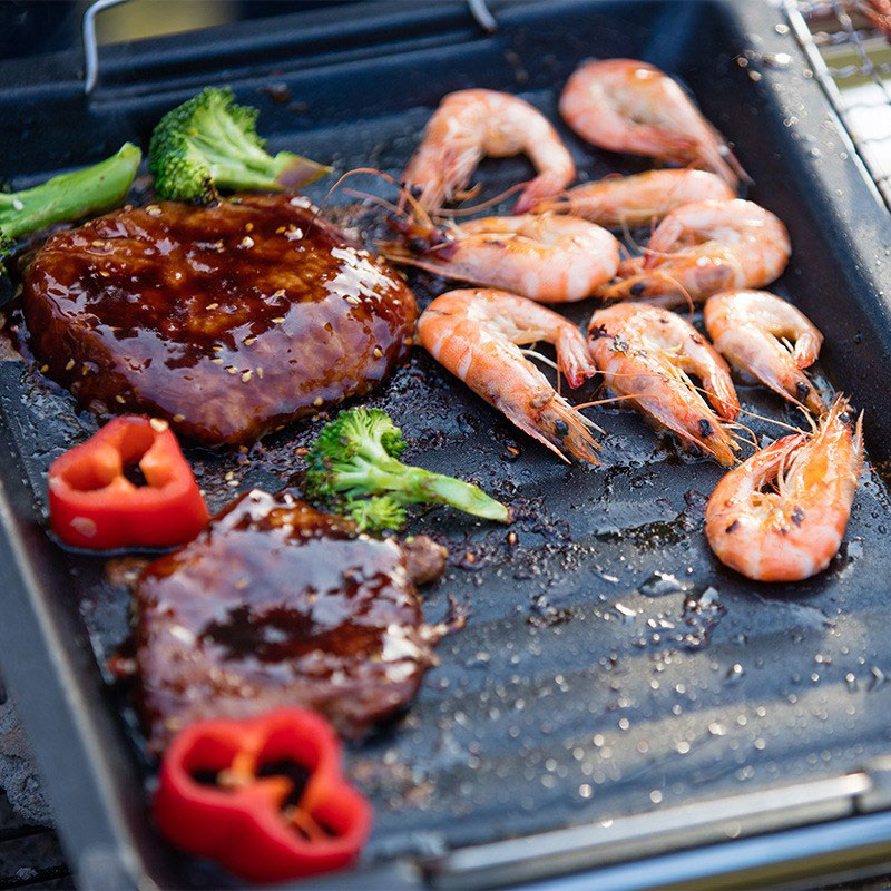 야외용 두꺼운 사각 그릴 팬, 손잡이 두 개, 휴대용  - Camping Cooking Pan 리뷰 및 가격