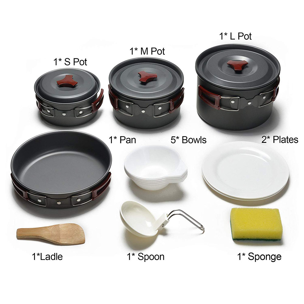 야외 캠핑 조리기구 키트, 논스틱 캠핑 팬, 경량 요리 - Camping Cooking Gear Set 리뷰 및 가격