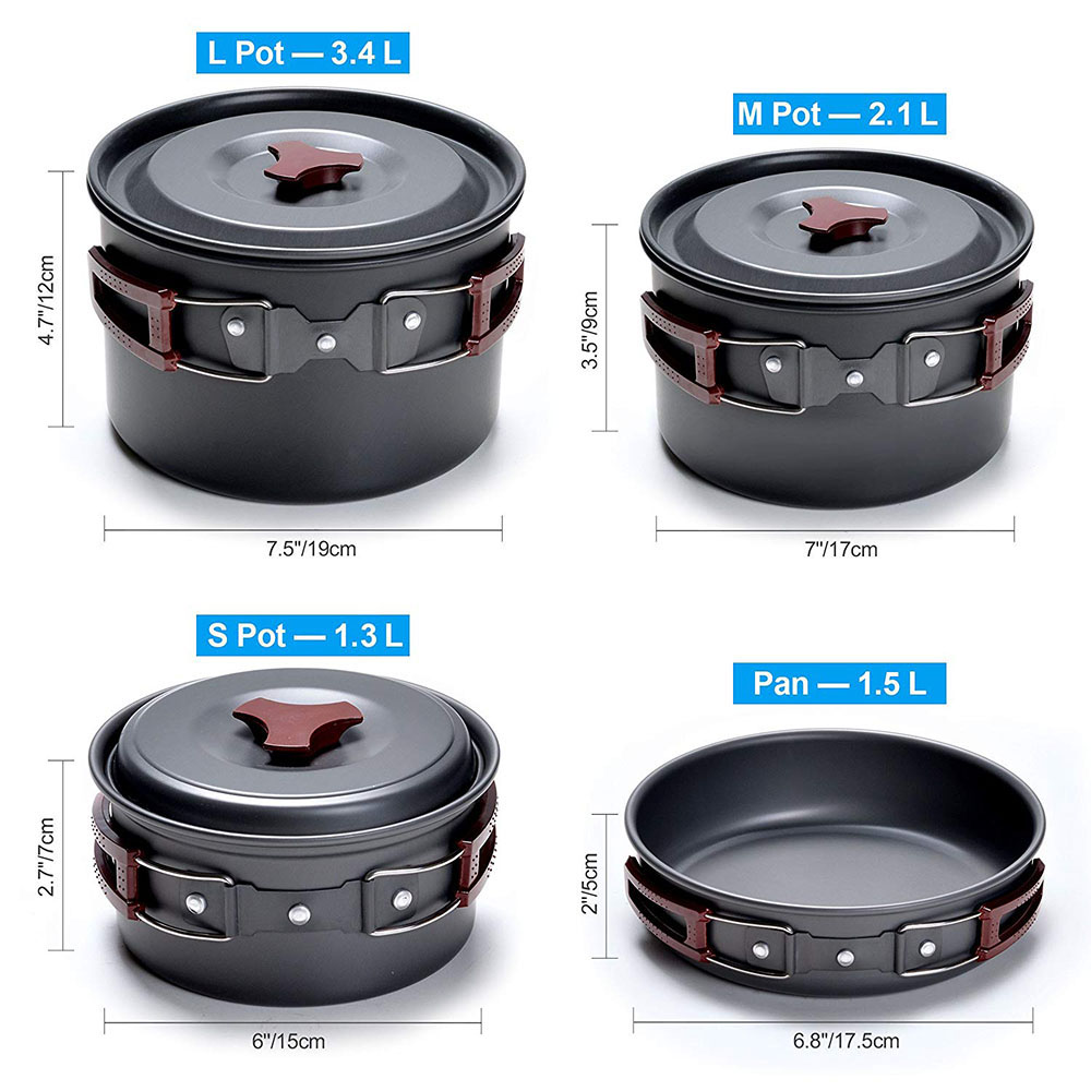 야외 캠핑 조리기구 키트, 논스틱 캠핑 팬, 경량 요리 - Camping Cooking Gear Set 리뷰 및 가격